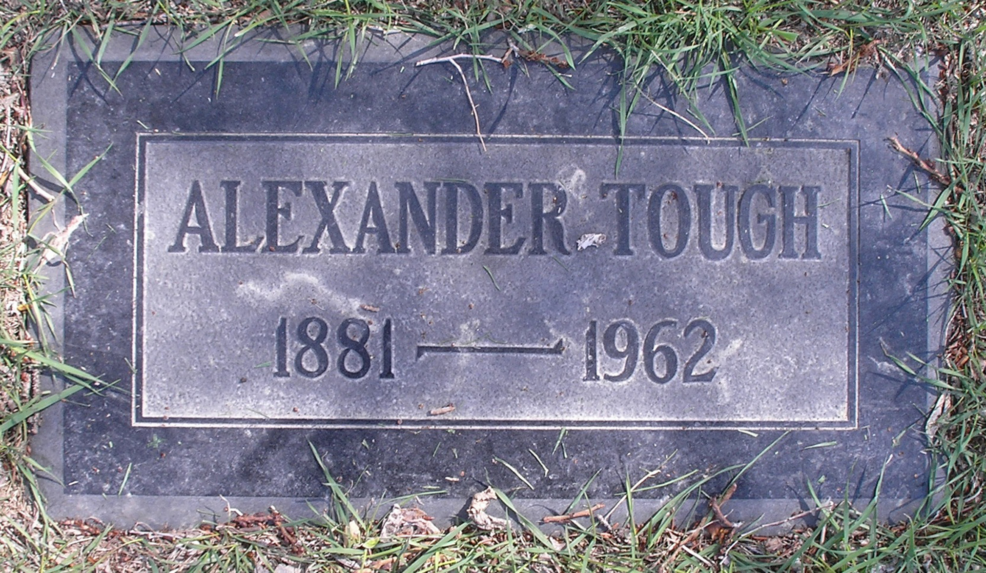 Photo of headstones/Alexander Tough died  1962 MI Winnipeg Thomson in the Park Cemetery